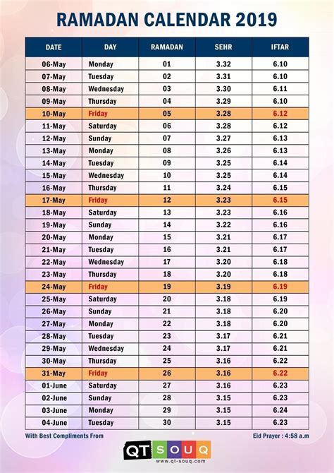 Ramadan Calendar 2022 Nyc